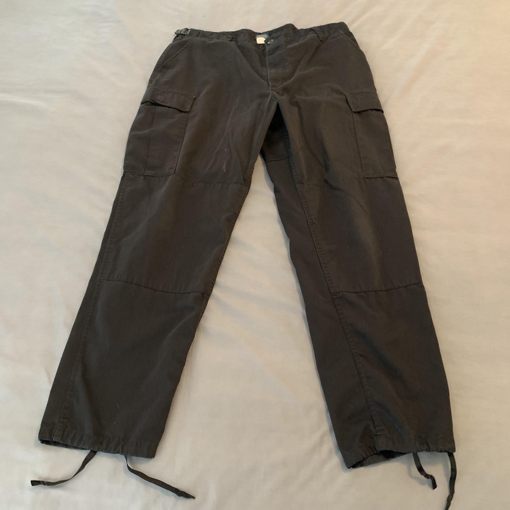 Propper Pants Mens Large Regular Black Tactical Cargo Drawstring Hem F5250‎